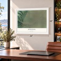 Kingston, Nevada map, 18 x 24 inch print in a white frame in a home office