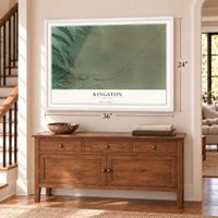 Kingston, Nevada map, 24 x 36 inch print in a white frame above a dresser by a staircase