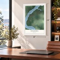 Kingstown, Maryland map, 18 x 24 inch print in a white frame in a home office
