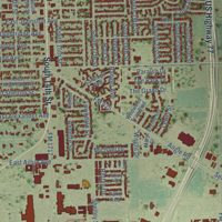 Second close-up of the map of Kingsville, Texas print showing more streets and buildings