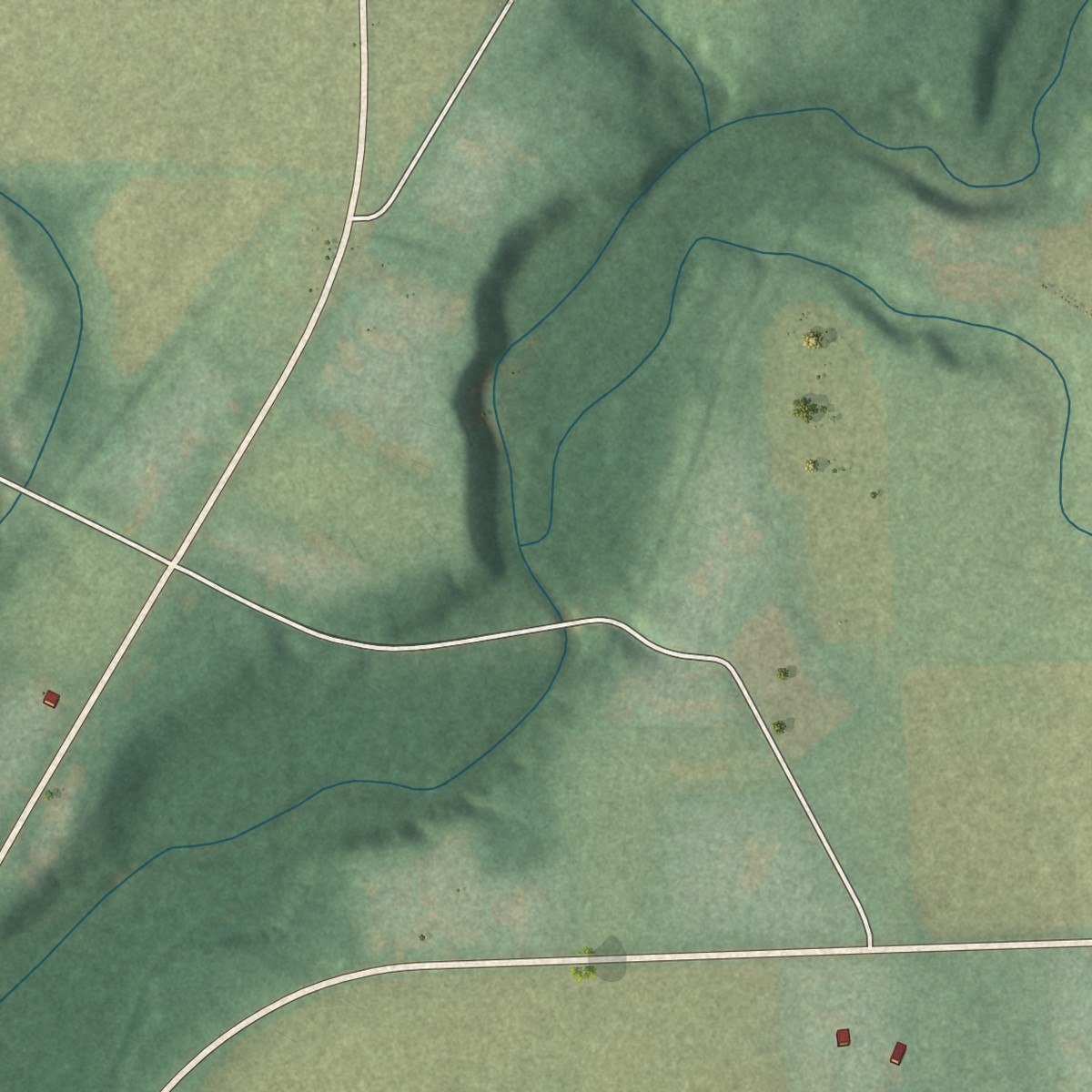 Second close-up of the map of Kinsman Center, Ohio print showing more streets and buildings