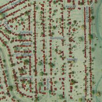 Second close-up of the map of Kirby, Texas print showing more streets and buildings