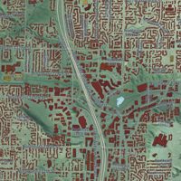 Second close-up of the map of Kirkland, Washington print showing more streets and buildings