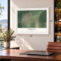 Kirkwood, Illinois map, 18 x 24 inch print in a white frame in a home office