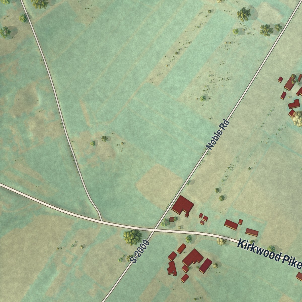Second close-up of the map of Kirkwood, Pennsylvania print showing more streets and buildings