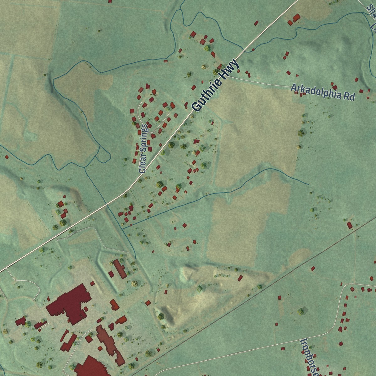 Second close-up of the map of Kirkwood, Tennessee print showing more streets and buildings