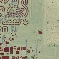 Second close-up of the map of Kirtland AFB, New Mexico print showing more streets and buildings