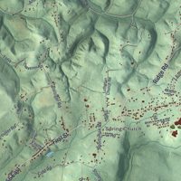 Second close-up of the map of Kiskiminetas, Pennsylvania print showing more streets and buildings