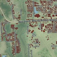 Second close-up of the map of Kissimmee, Florida print showing more streets and buildings