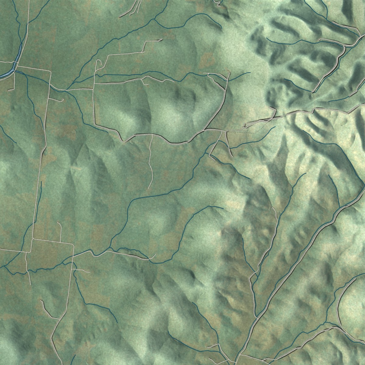 Second close-up of the map of Kittrell, Tennessee print showing more streets and buildings
