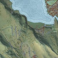 Second close-up of the map of Klamath Falls, Oregon print showing more streets and buildings