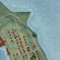 Second close-up of the map of Klawock, Alaska print showing more streets and buildings