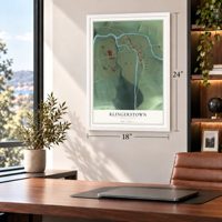Klingerstown, Pennsylvania map, 18 x 24 inch print in a white frame in a home office