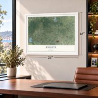 Knights, Florida map, 18 x 24 inch print in a white frame in a home office