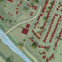 Second close-up of the map of Knights Landing, California print showing more streets and buildings