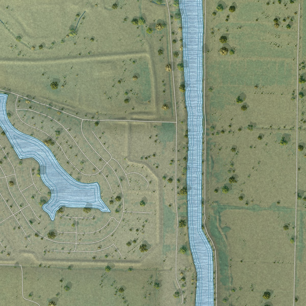 Second close-up of the map of Knightsen, California print showing more streets and buildings