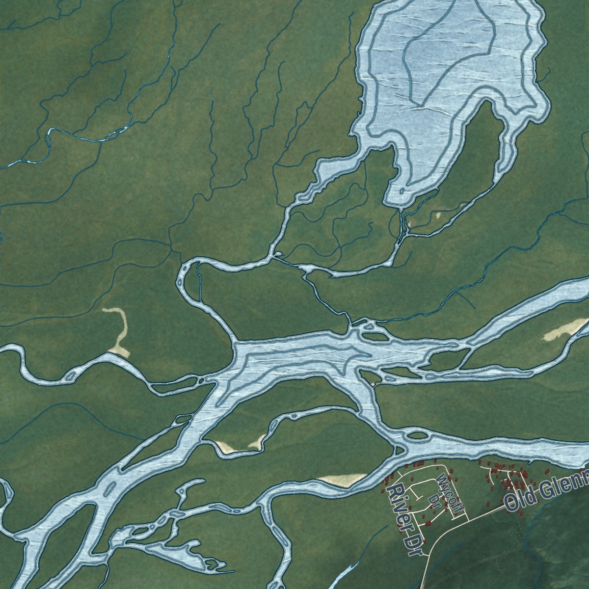 Second close-up of the map of Knik River, Alaska print showing more streets and buildings