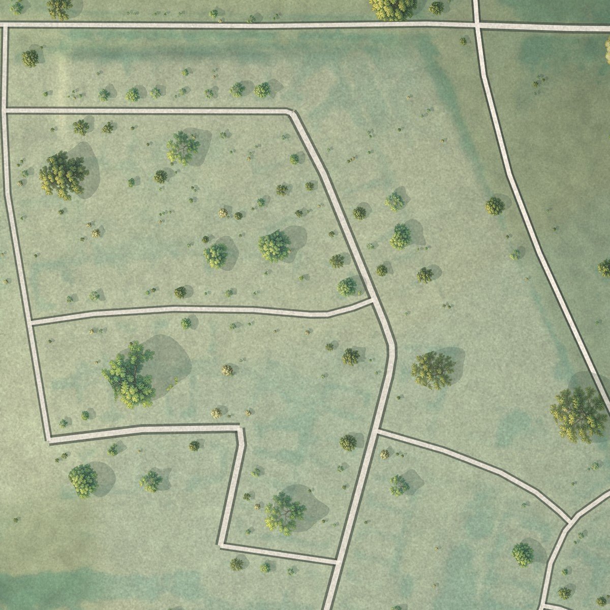 Second close-up of the map of Knollwood, Texas print showing more streets and buildings