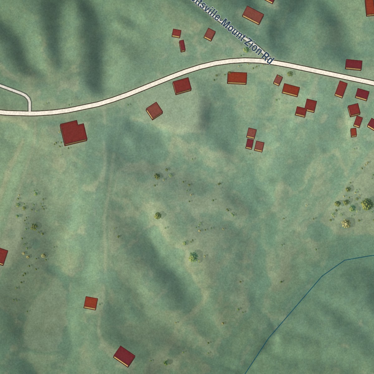 Second close-up of the map of Knottsville, Kentucky print showing more streets and buildings