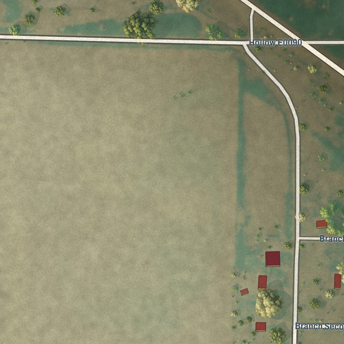 Second close-up of the map of Knowles, Oklahoma print showing more streets and buildings