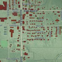 Second close-up of the map of Knox, Indiana print showing more streets and buildings