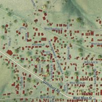 Second close-up of the map of Knoxville, Illinois print showing more streets and buildings