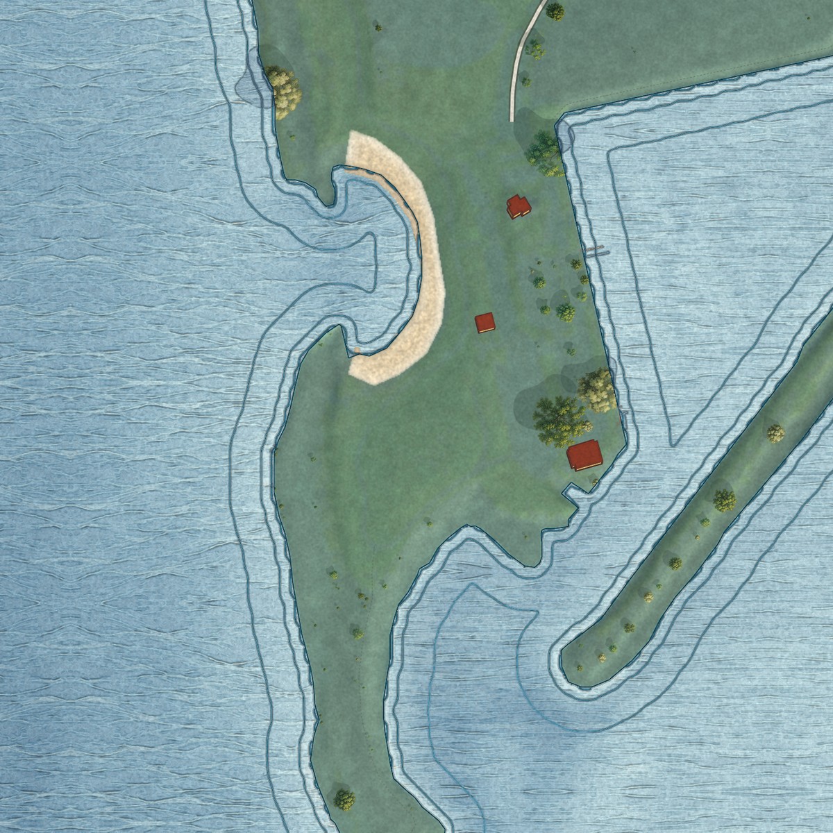 Second close-up of the map of Ko Olina, Hawaii print showing more streets and buildings