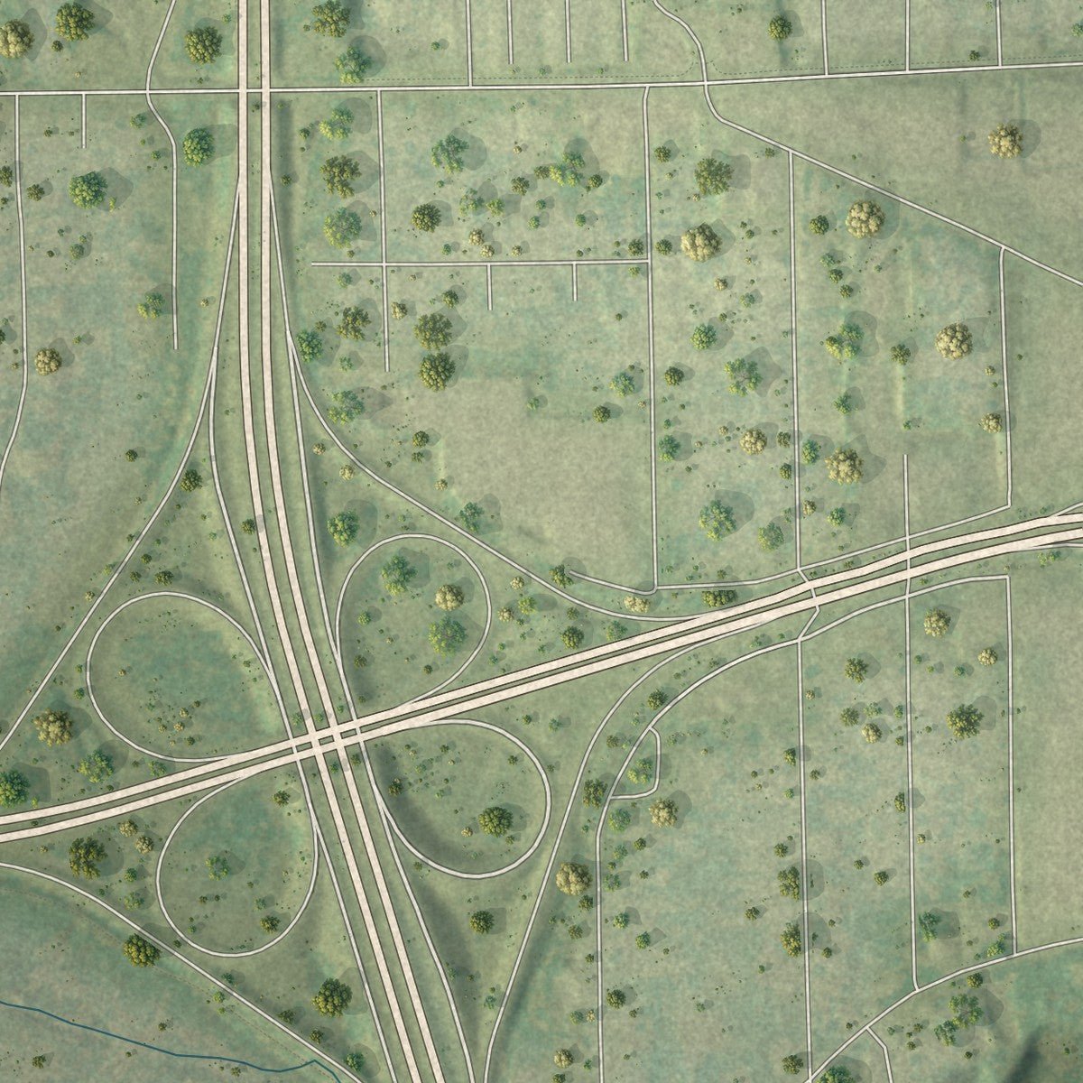 Second close-up of the map of Kohler, Wisconsin print showing more streets and buildings