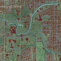 Second close-up of the map of Kokomo, Indiana print showing more streets and buildings