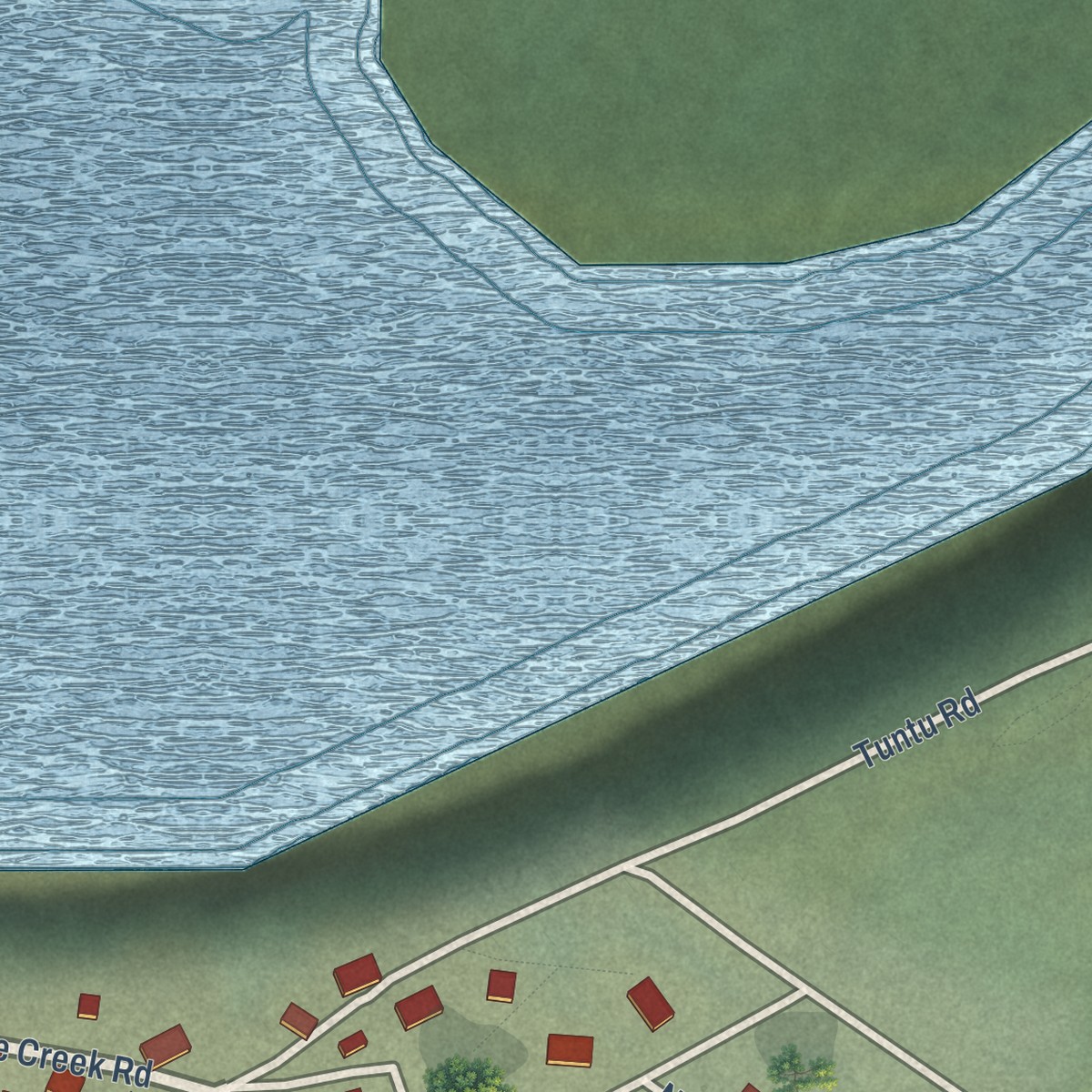 Second close-up of the map of Koliganek, Alaska print showing more streets and buildings