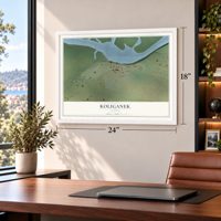 Koliganek, Alaska map, 18 x 24 inch print in a white frame in a home office