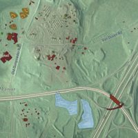 Second close-up of the map of Konterra, Maryland print showing more streets and buildings