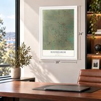 Koosharem, Utah map, 18 x 24 inch print in a white frame in a home office