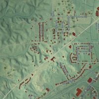 Second close-up of the map of Kosciusko, Mississippi print showing more streets and buildings