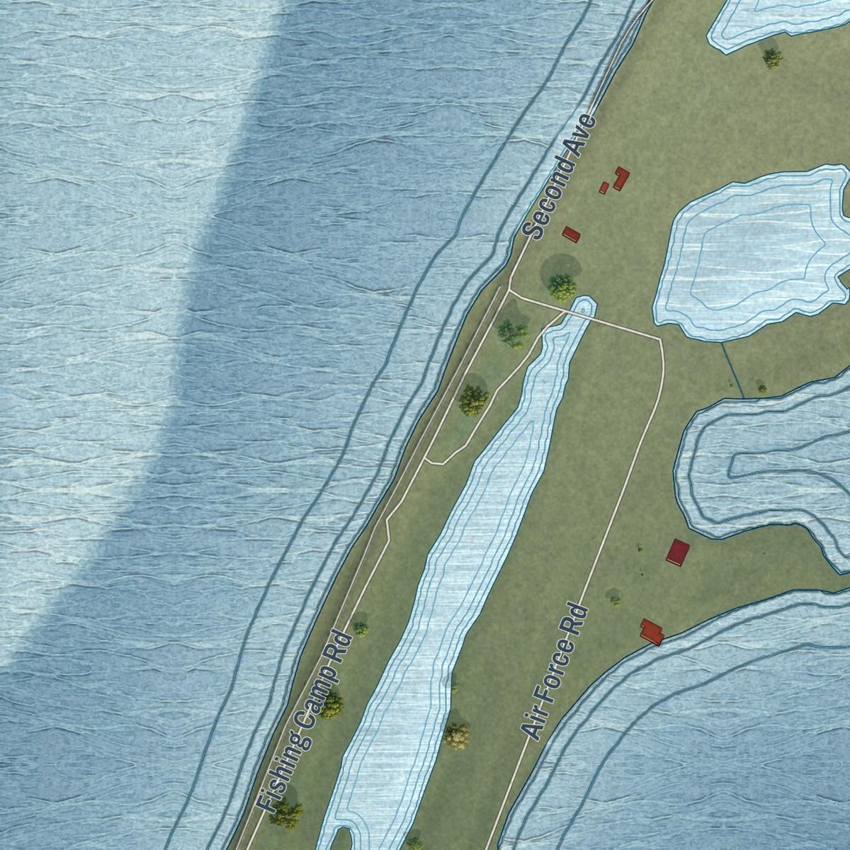 Second close-up of the map of Kotzebue, Alaska print showing more streets and buildings