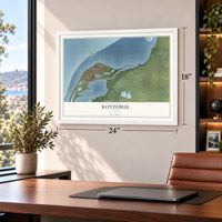 Kotzebue, Alaska map, 18 x 24 inch print in a white frame in a home office
