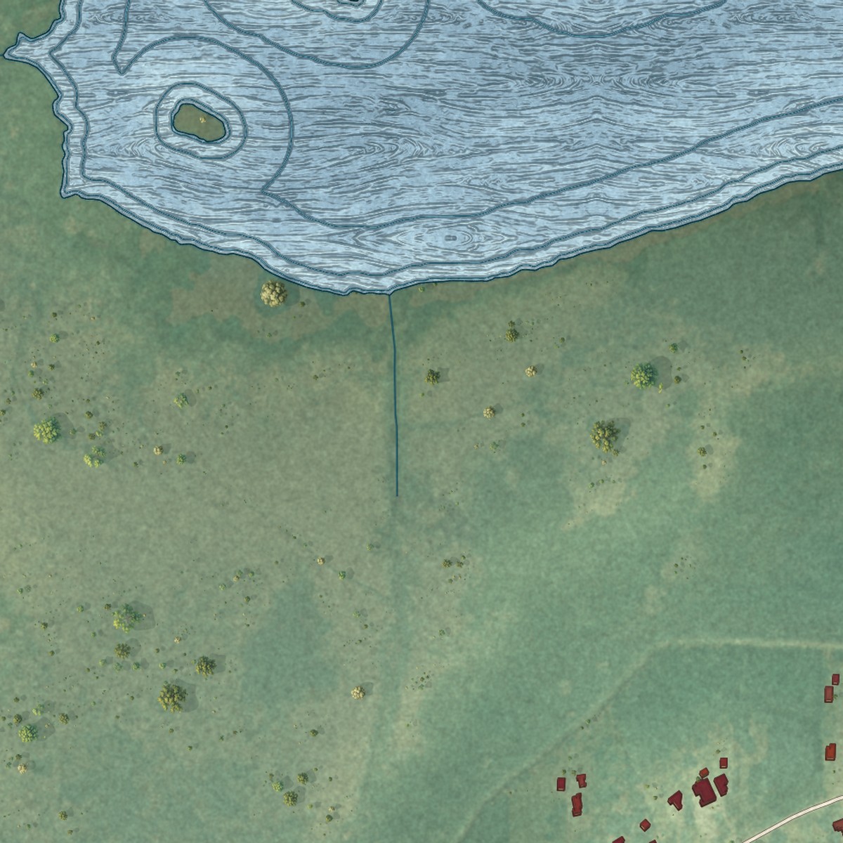 Second close-up of the map of Kraemer, Louisiana print showing more streets and buildings
