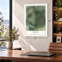 Krakow, Wisconsin map, 18 x 24 inch print in a white frame in a home office
