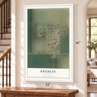 Kremlin, Montana map, 24 x 36 inch print in a white frame by a staircase