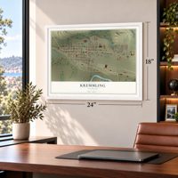 Kremmling, Colorado map, 18 x 24 inch print in a white frame in a home office