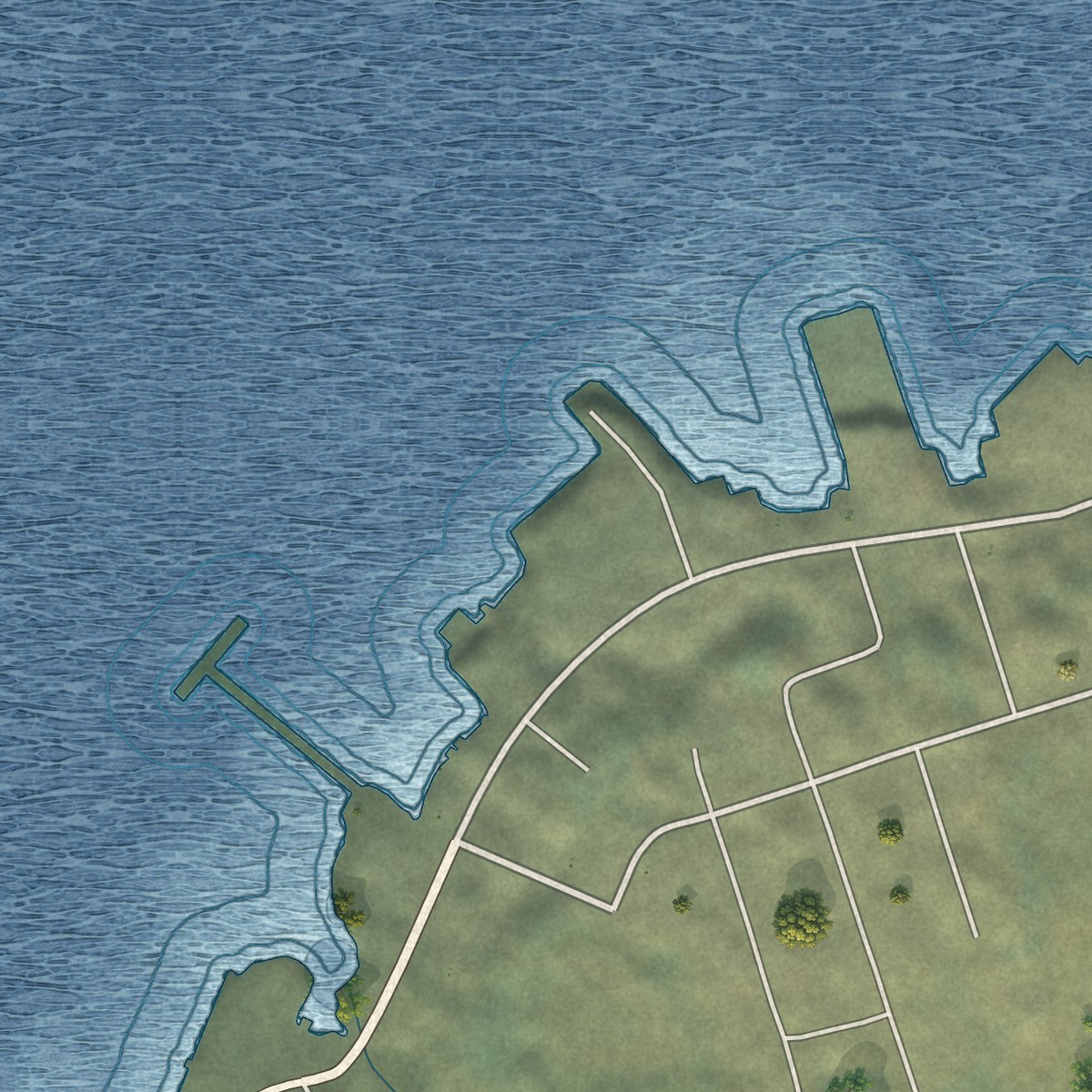 Second close-up of the map of Kupreanof, Alaska print showing more streets and buildings