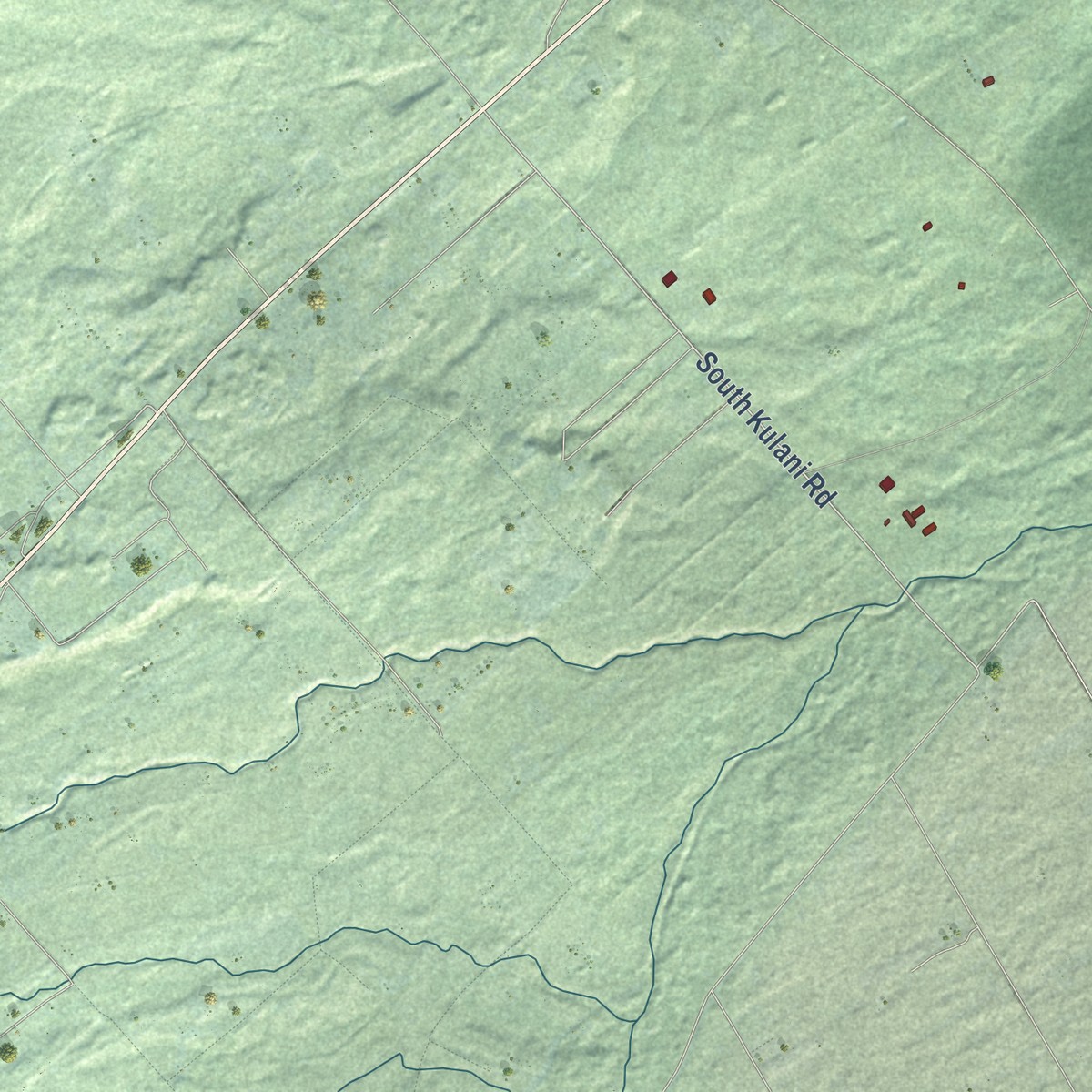 Second close-up of the map of Kurtistown, Hawaii print showing more streets and buildings
