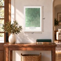 Kurtistown, Hawaii map, 12 x 18 inch print in a white frame in an entryway