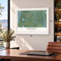 Kwethluk, Alaska map, 18 x 24 inch print in a white frame in a home office