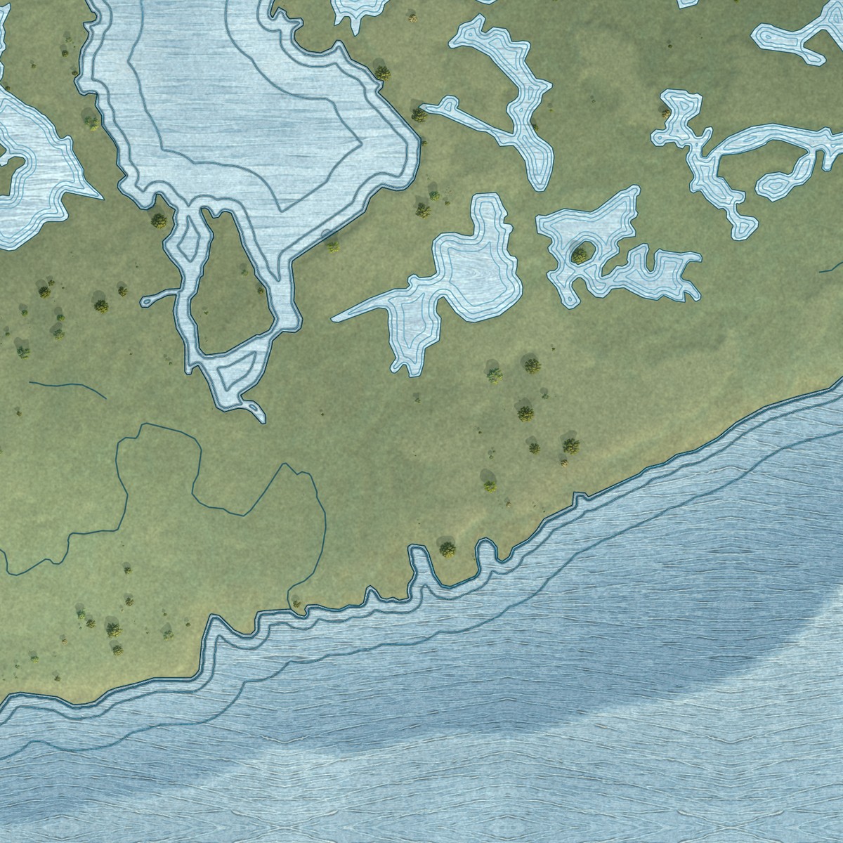 Second close-up of the map of Kwigillingok, Alaska print showing more streets and buildings
