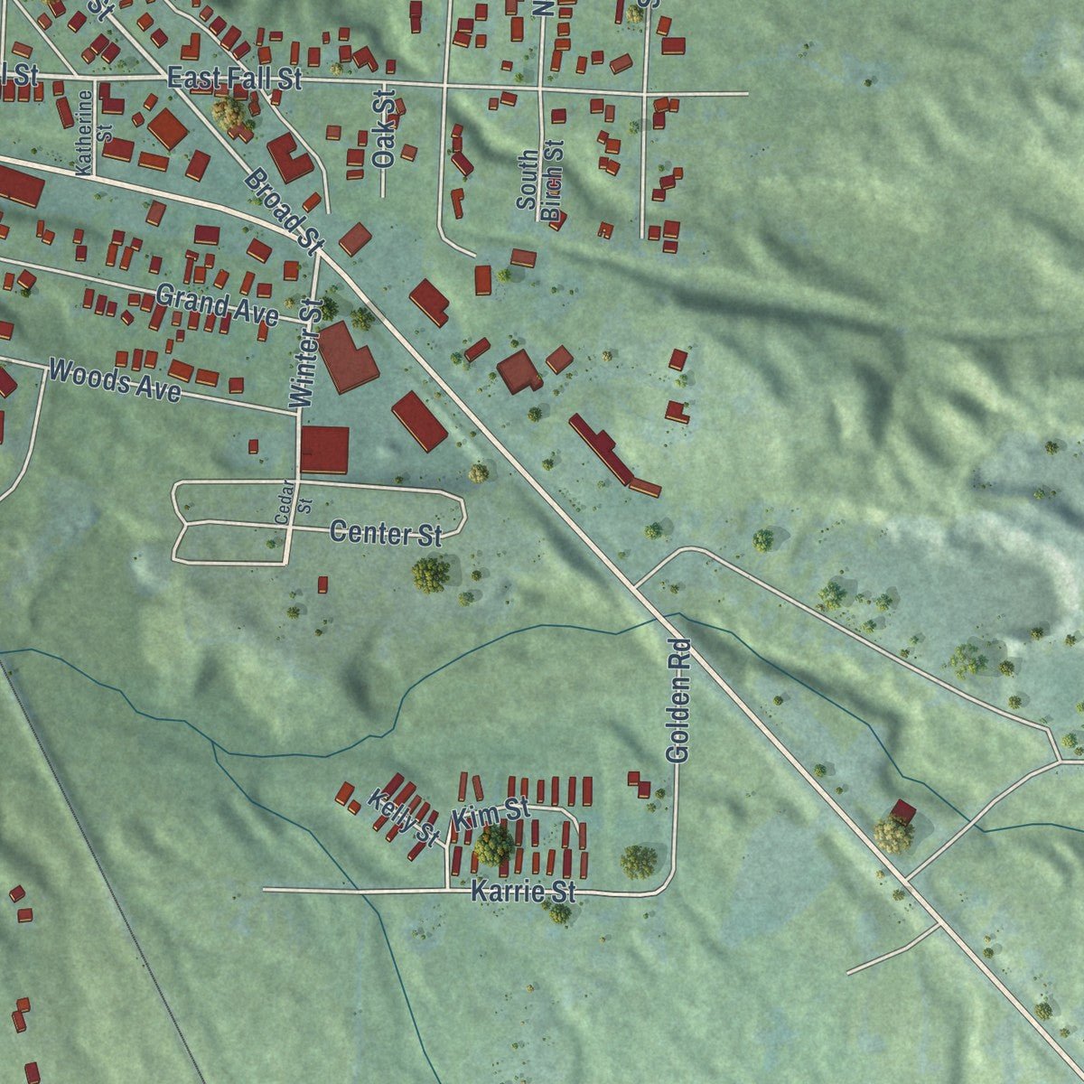 Second close-up of the map of L'Anse, Michigan print showing more streets and buildings