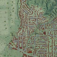 Second close-up of the map of La Cañada Flintridge, California print showing more streets and buildings