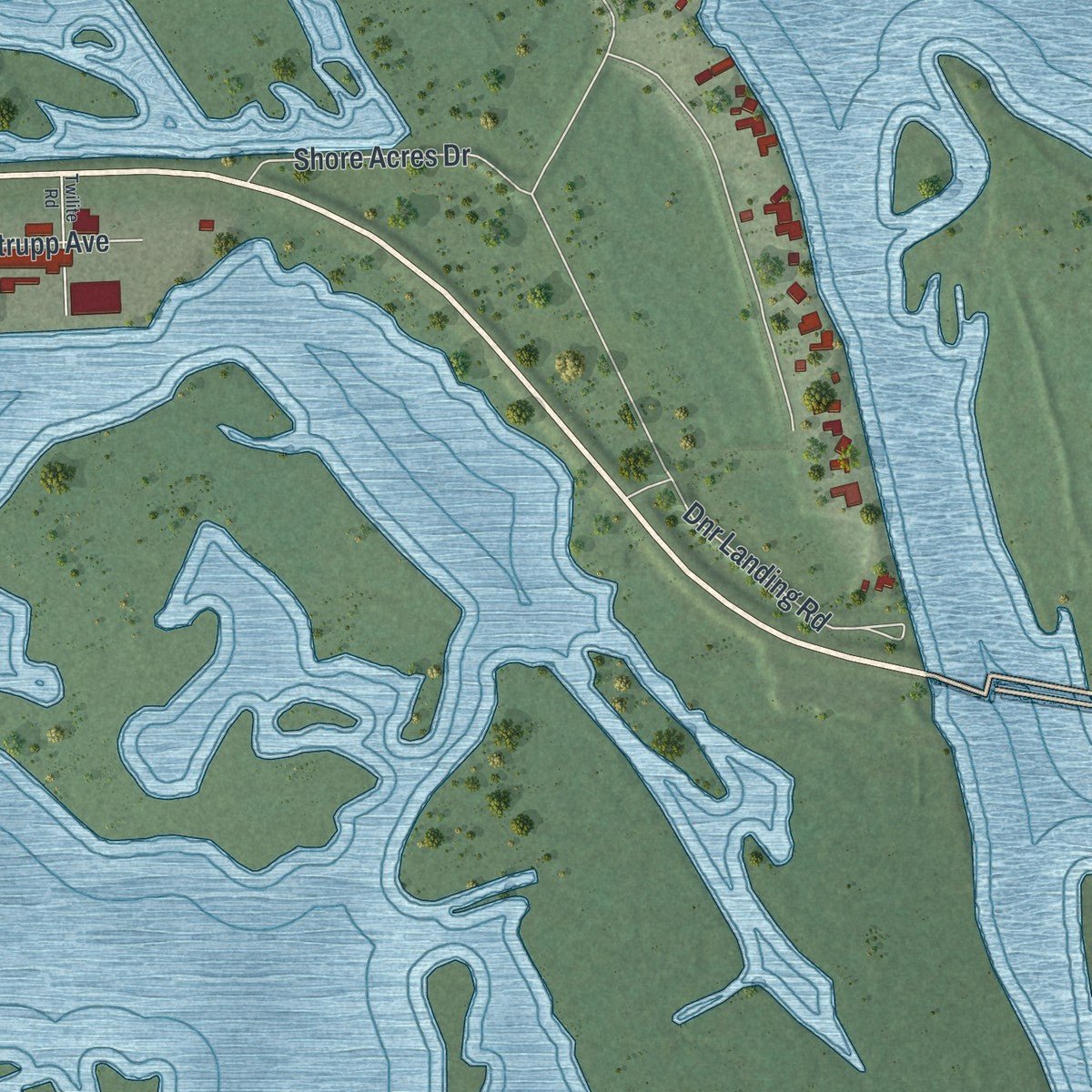 Second close-up of the map of La Crescent, Minnesota print showing more streets and buildings