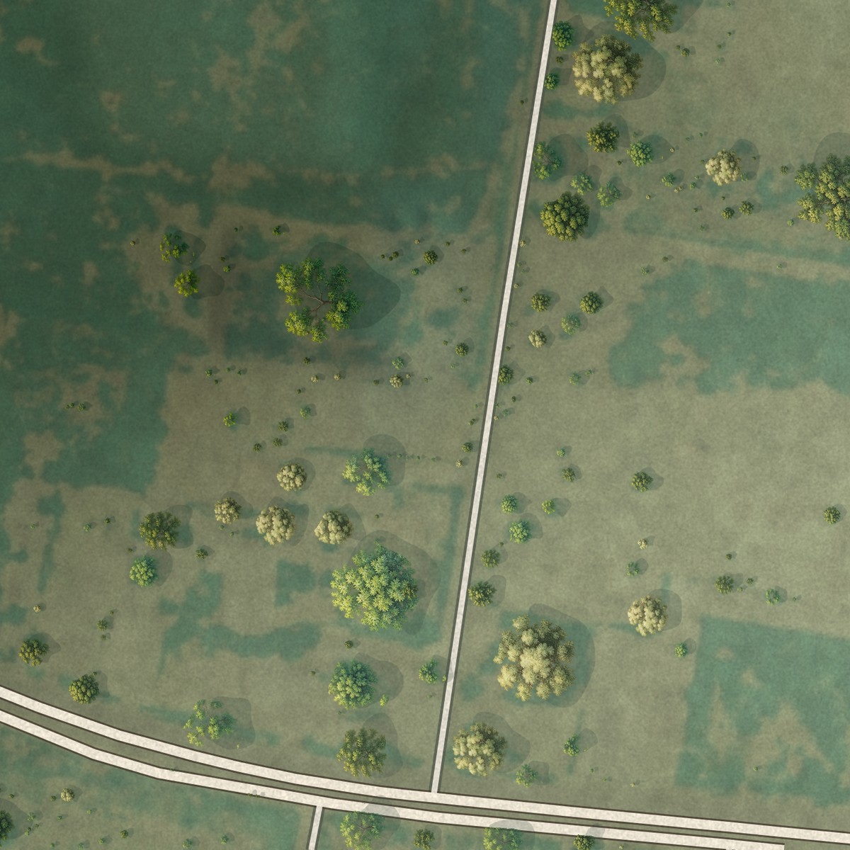 Second close-up of the map of La Escondida, Texas print showing more streets and buildings