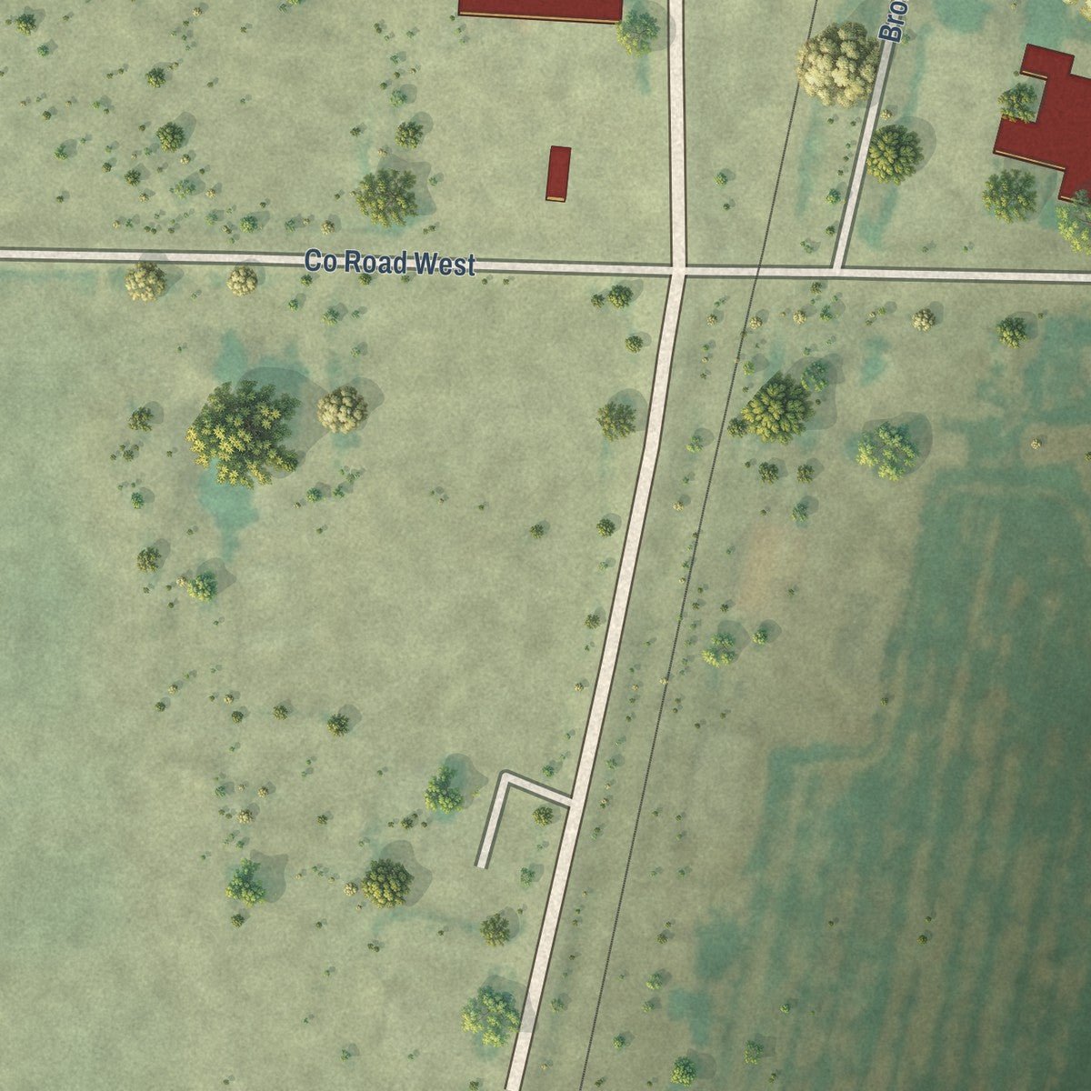 Second close-up of the map of La Jara, Colorado print showing more streets and buildings